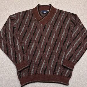 Vintage Hartog Knit Sweater Men's M Geometric Abstract Coogi‎ Style Wool Blend